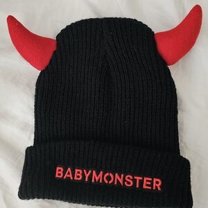 Black Beanie with Red Horns